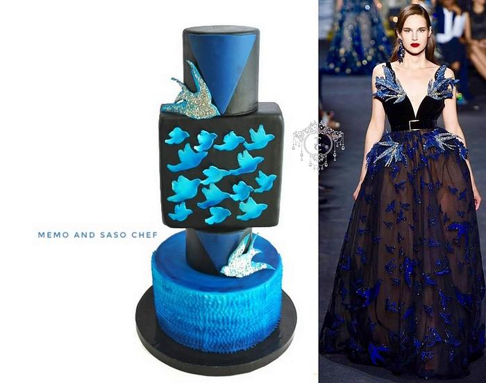 Beauty in blue and black couture cakers international collaboration 2018