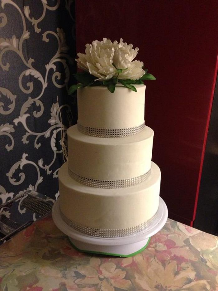 wedding cake with peony rose and ling
