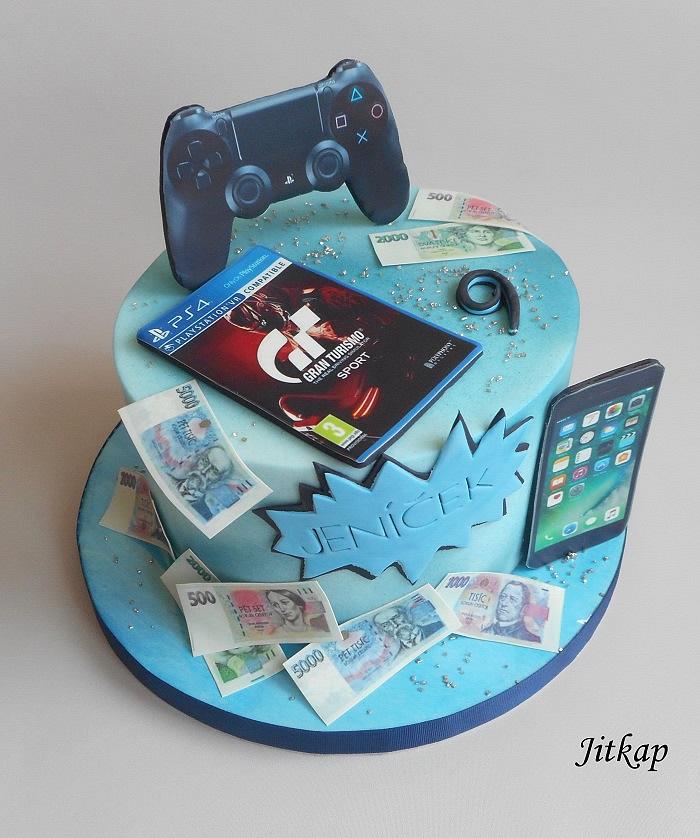 Playstation, game, phone cake