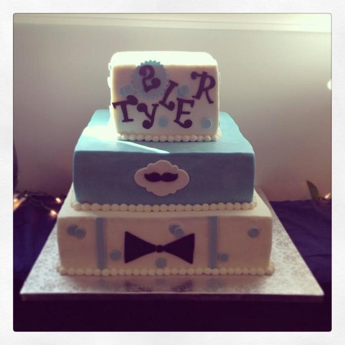 Mustache and bow tie cake