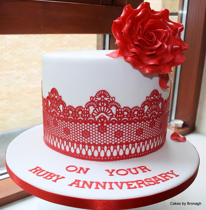 Ruby Wedding Anniversary cake