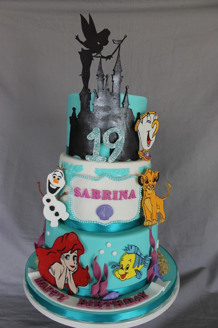 Disney themed birthday cake