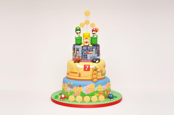 Super Mario Inspired Birthday Cake