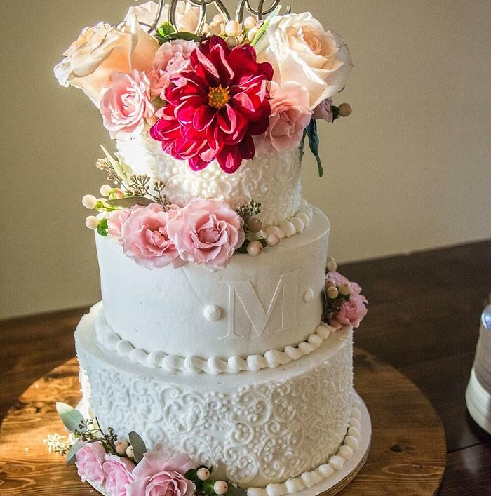 Rustic Scrolls Wedding Cake