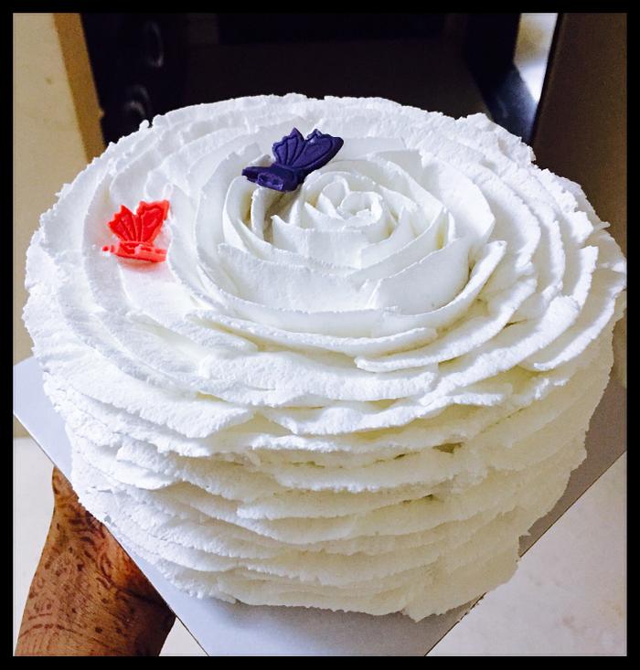 Giant whipped cream  Rose cake