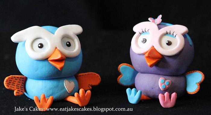 Hoot and Hootabelle Cake toppers