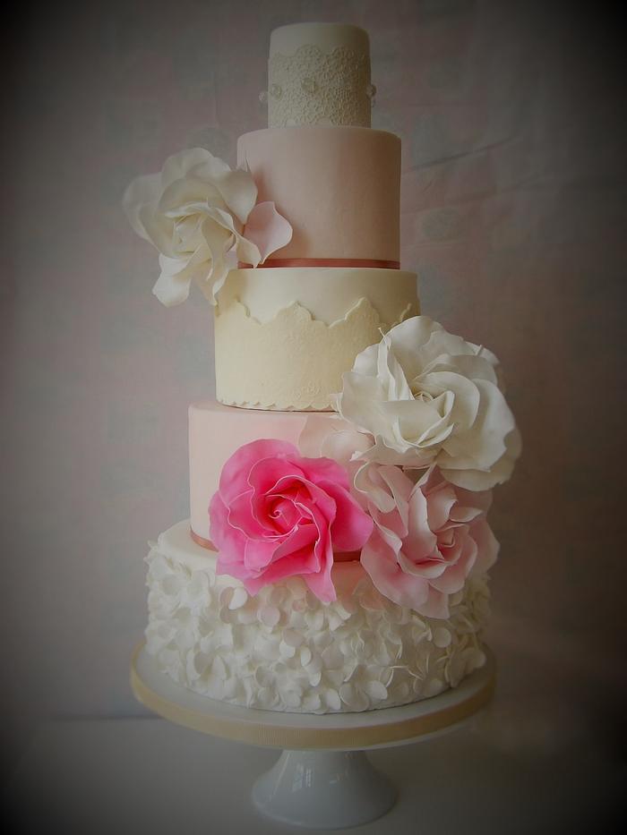 pink fairytale wedding cake 