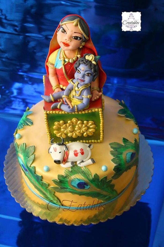 Krishna theme Baby shower celebration cake