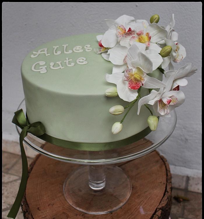 Birthday Cake with orchids