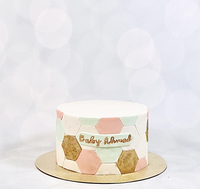 Geometric baby shower cake 