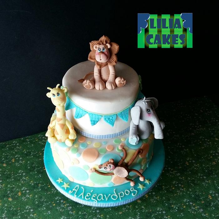Baby animals birthday cake