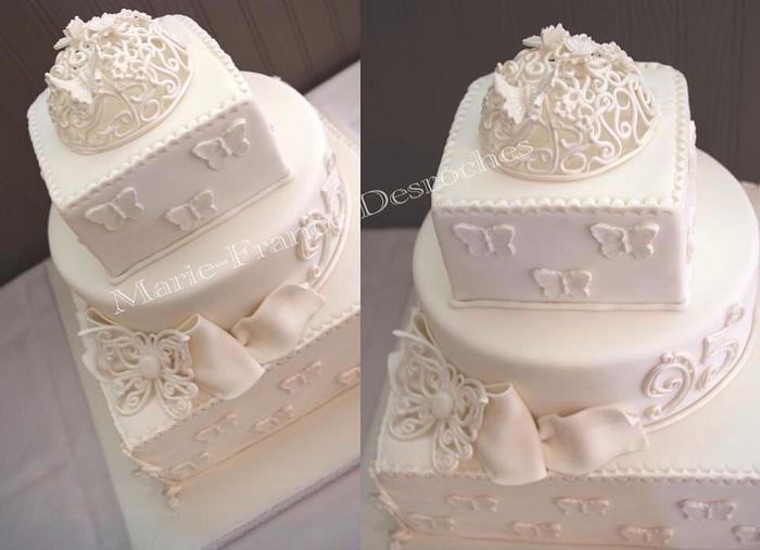 95th white butterflies cake