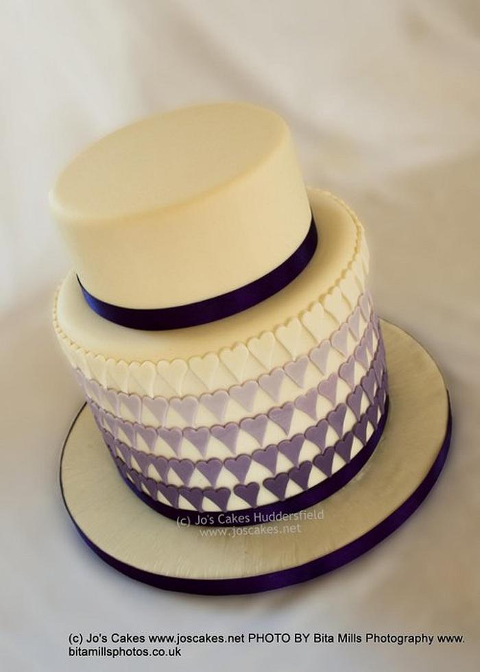 Purple Ombre Hearts Wedding Cake