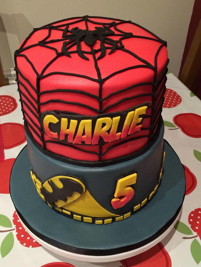 Batman and Spiderman Birthday Cake