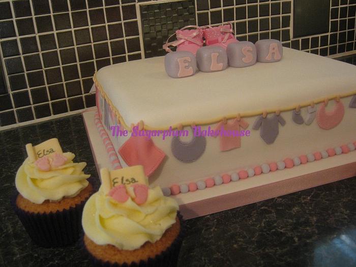 Baby Girl Christening Cake & Cupcakes