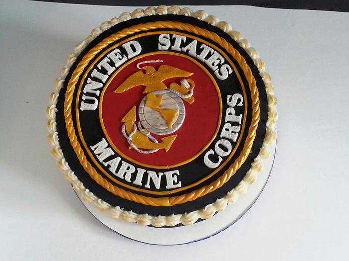 Semper Fi Marine Corps Birthday Cake with Marine Corps Emblem