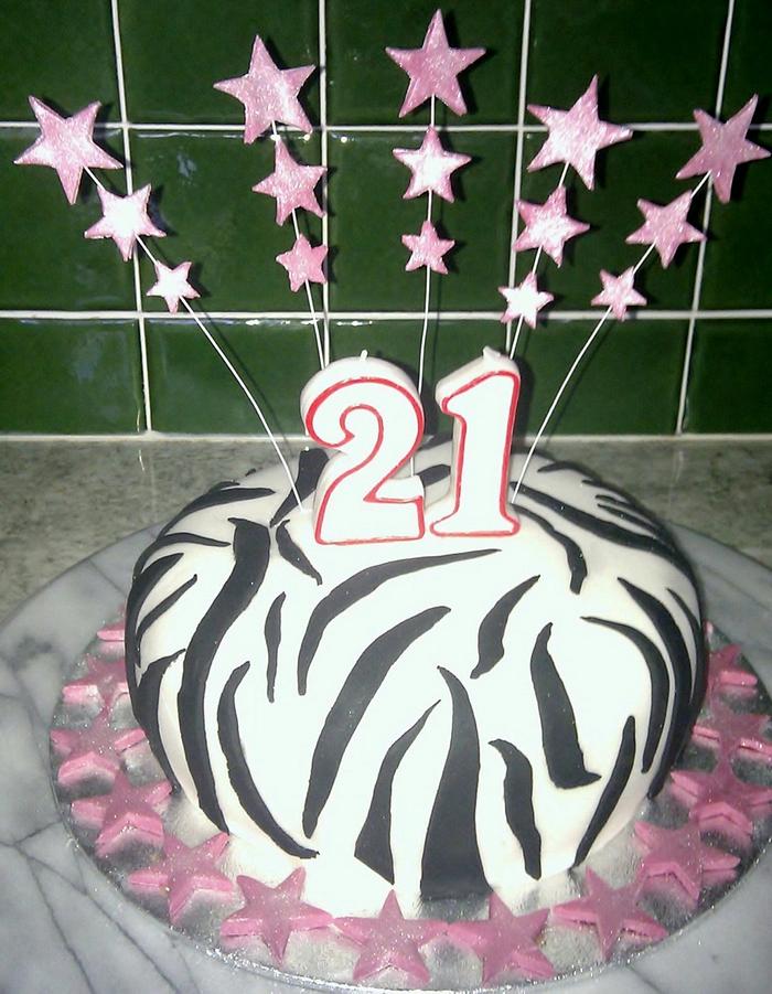 Zebra print 21st cake