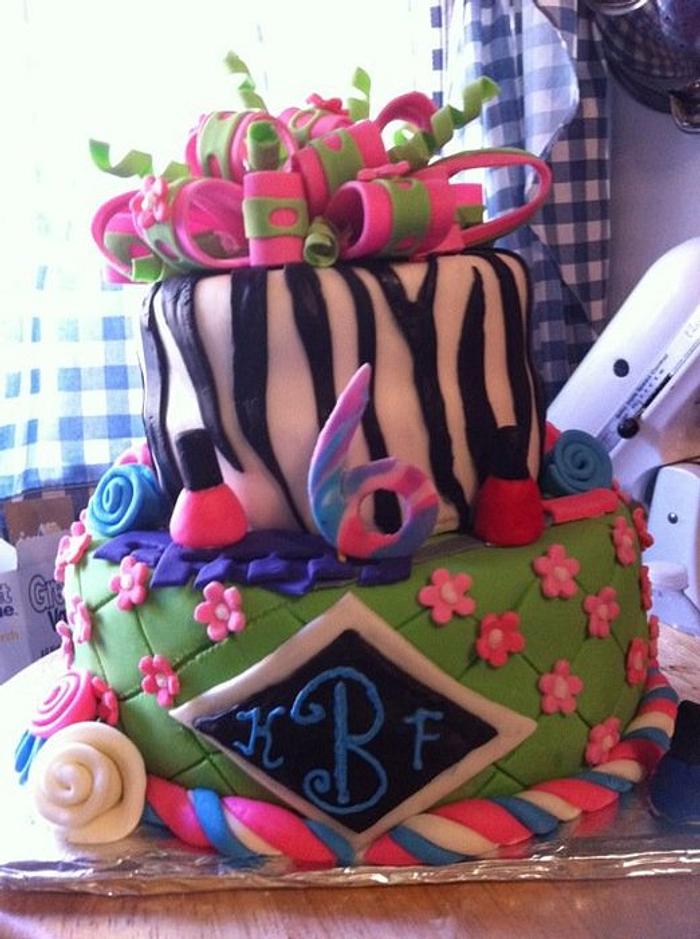 Mani/Pedi themed birthday cake
