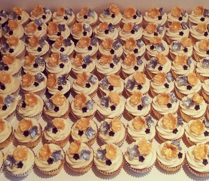 100 Gold, silver and black themed cupcakes 