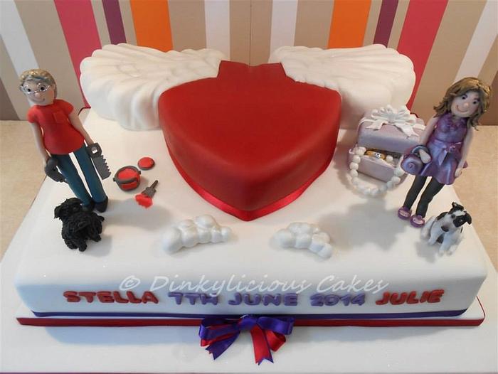 Heart with wings wedding cake