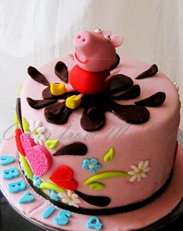 Oreo Chocolate Cake with Peppa Pig on the Chocolate Puddle splash!