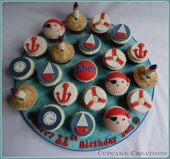 Nautical themed 21st cupcakes