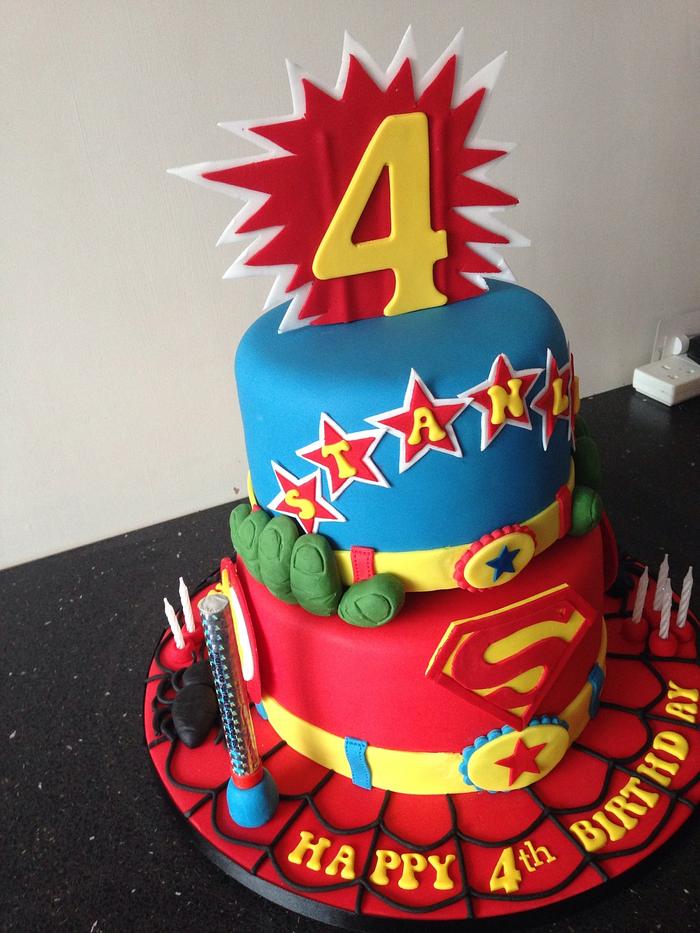 Double celebration superhero cake
