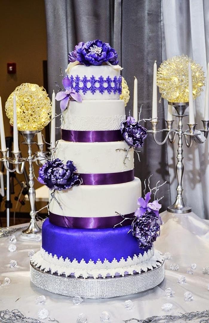 Purple Tones Wedding Cake