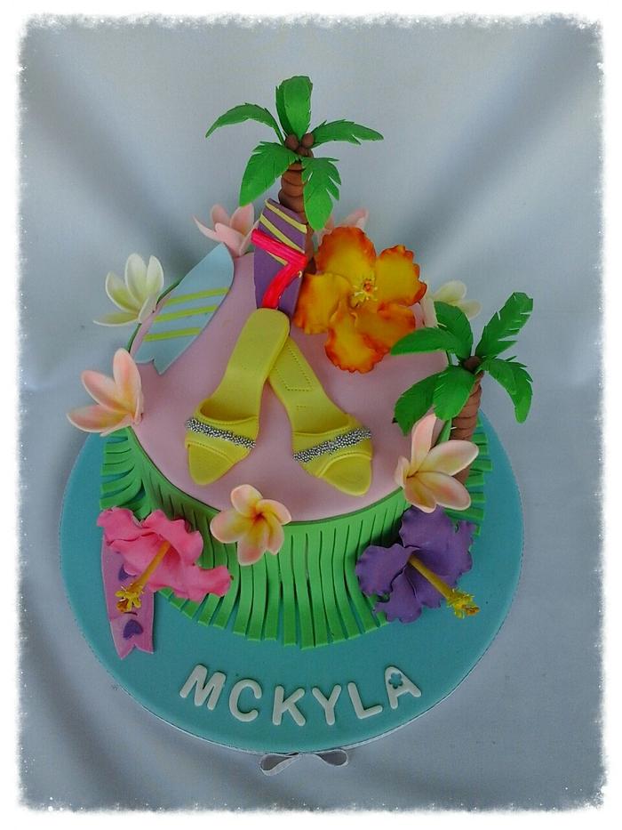 Hawaiian theme birthday cake