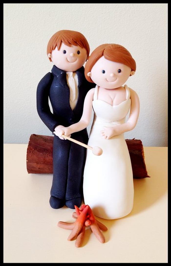 Campfire bride and groom topper