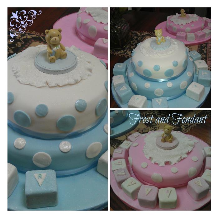 Double christening cakes
