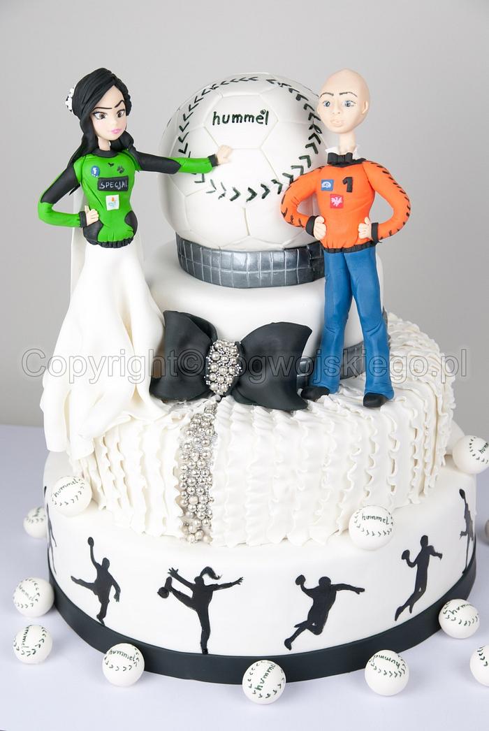 Wedding Cake for sports handball couple / Tort weselny dla sportowców piłka ręczna