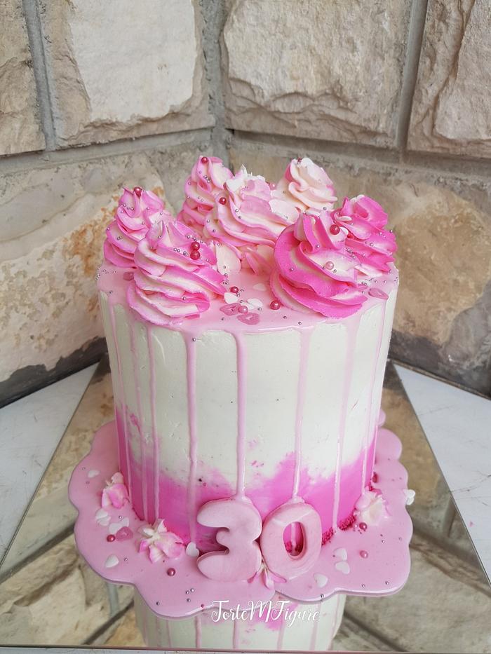 Pink buttercream bday cake