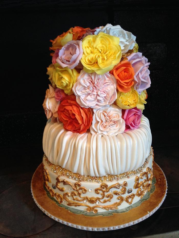 Marya's Wedding Cake With lots of sugar roses, English and Classic