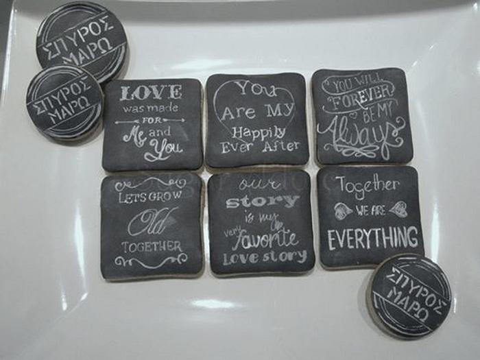 chalkboard wedding cookies