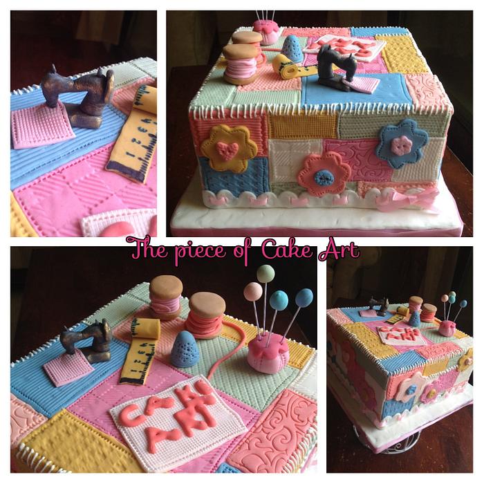 Patch and sewing theme cake 