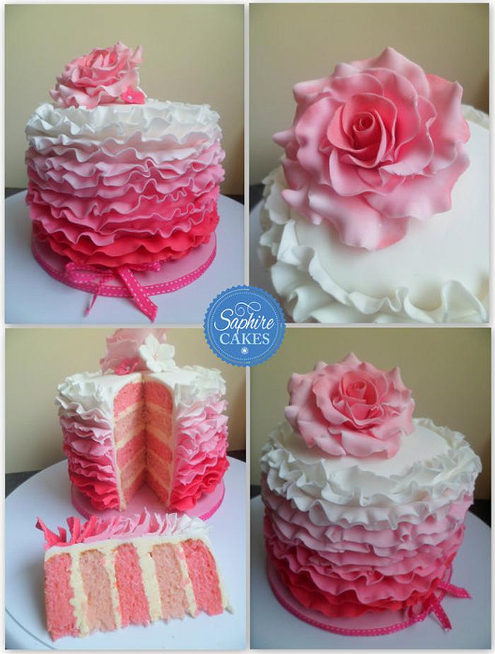 My first ruffle cake, with ruffled rose