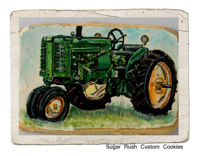 Hand painted tractor cookie