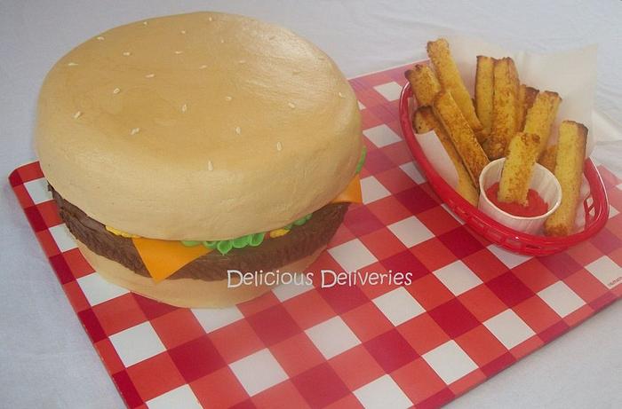 Cheeseburger and Fries Cake