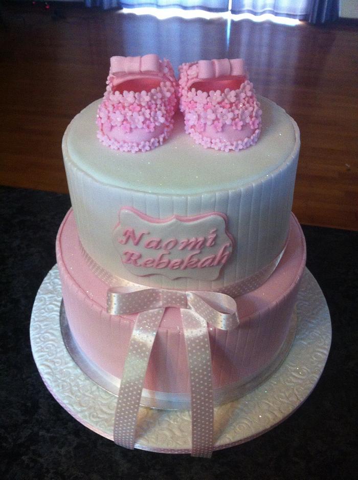 Pink baptism cake