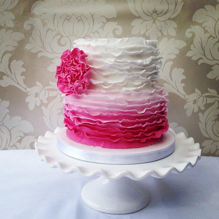 Pink Ombre Frills cake
