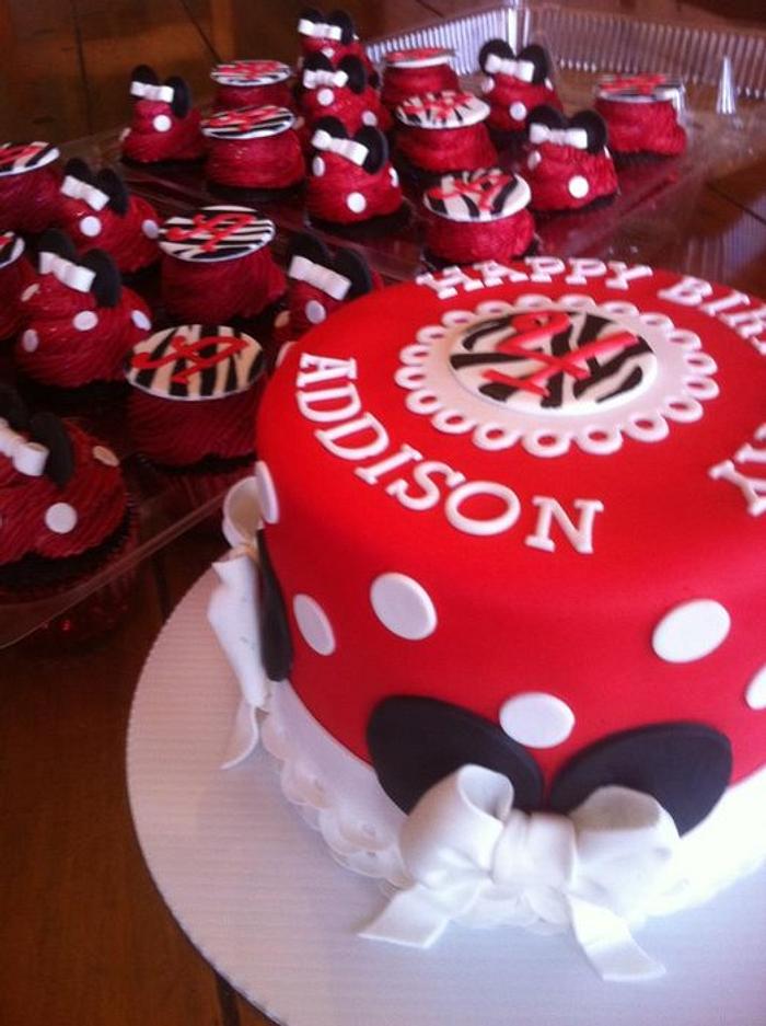 Minnie Mouse Cake and Cupcakes