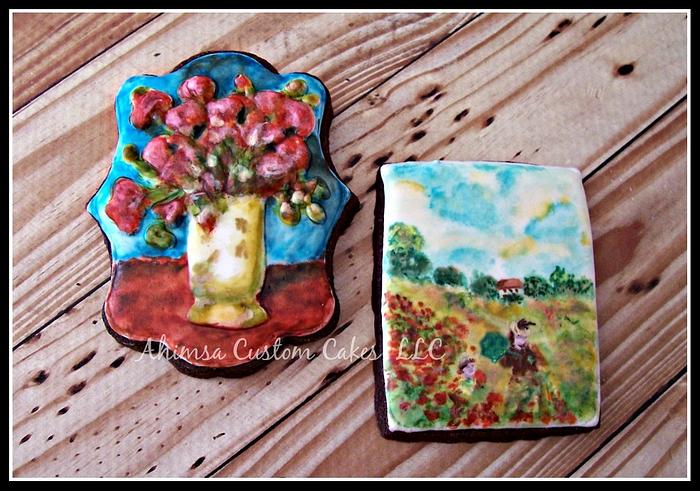 Red Poppies ~ Van Gogh & Monet inspired cookies