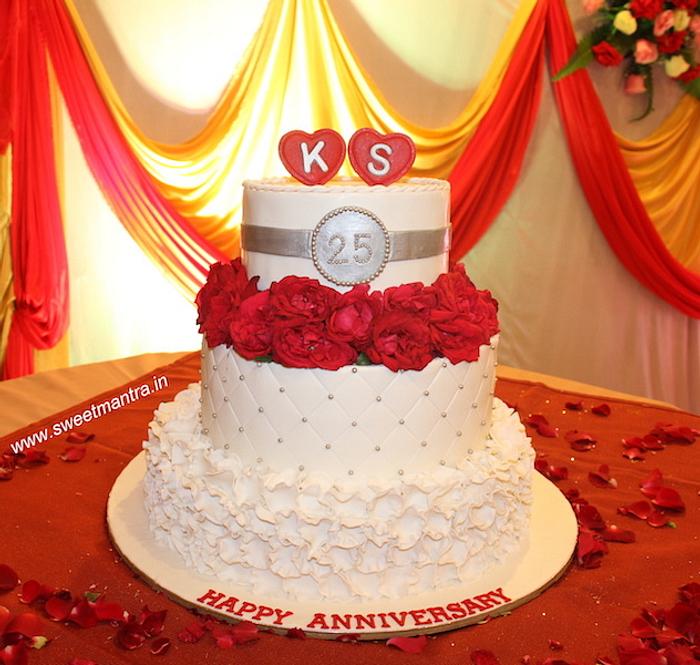 3 tier 25th Anniversary cake