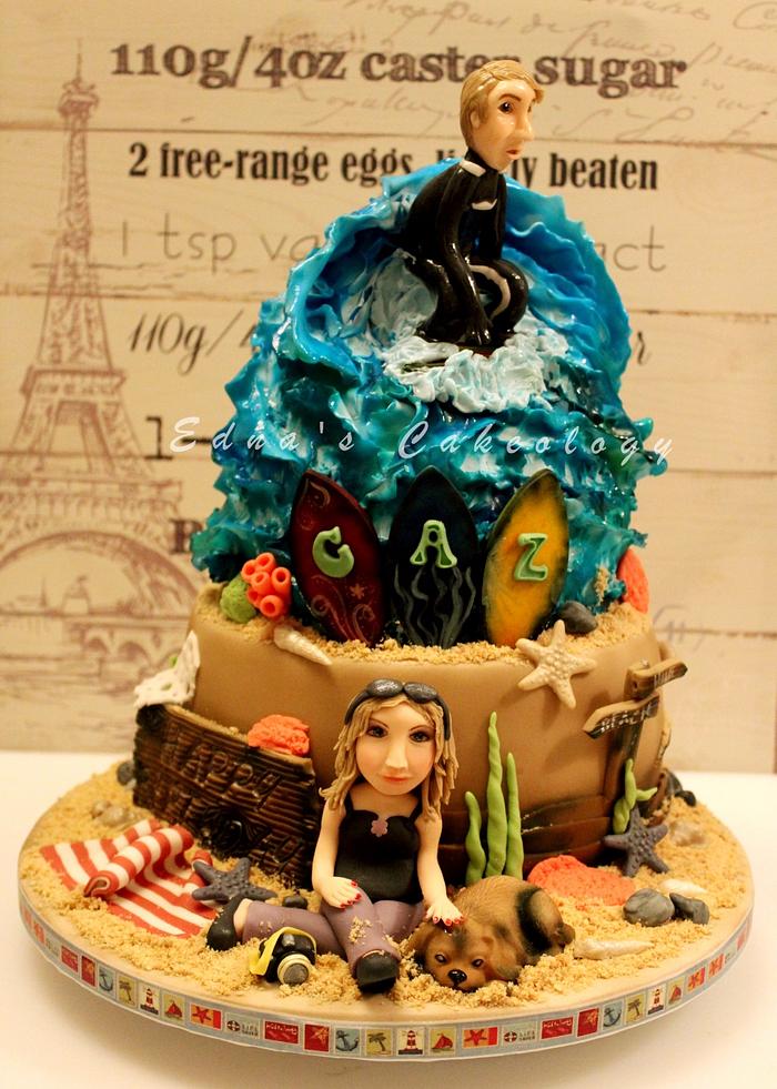 Surfing / Beach Theme Cake