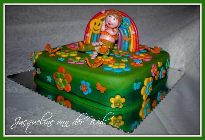 Flower power rainbow cake