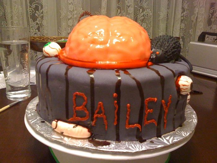 Zombie birthday cake