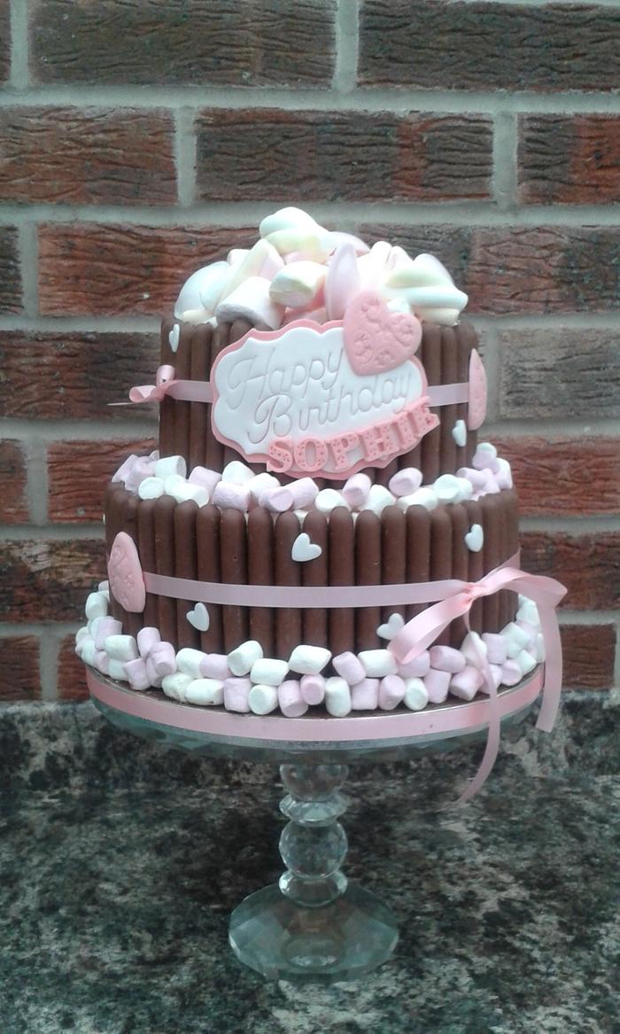 Chocolate fingers and Mallow cake