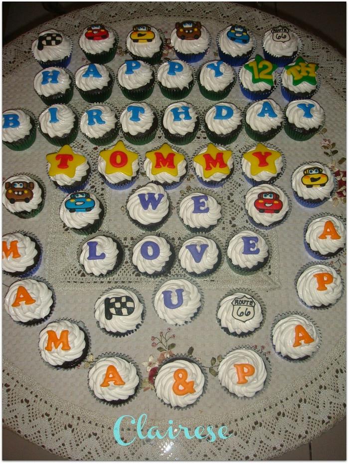 Personalized Cars themed cupcakes