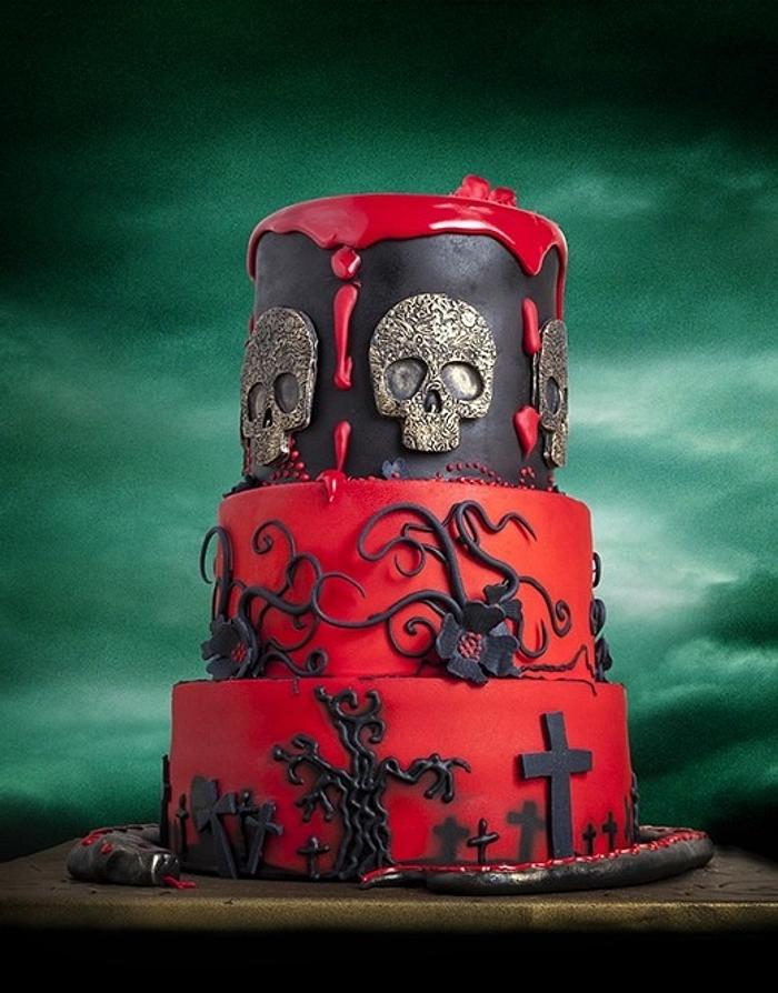 Red Halloween cake